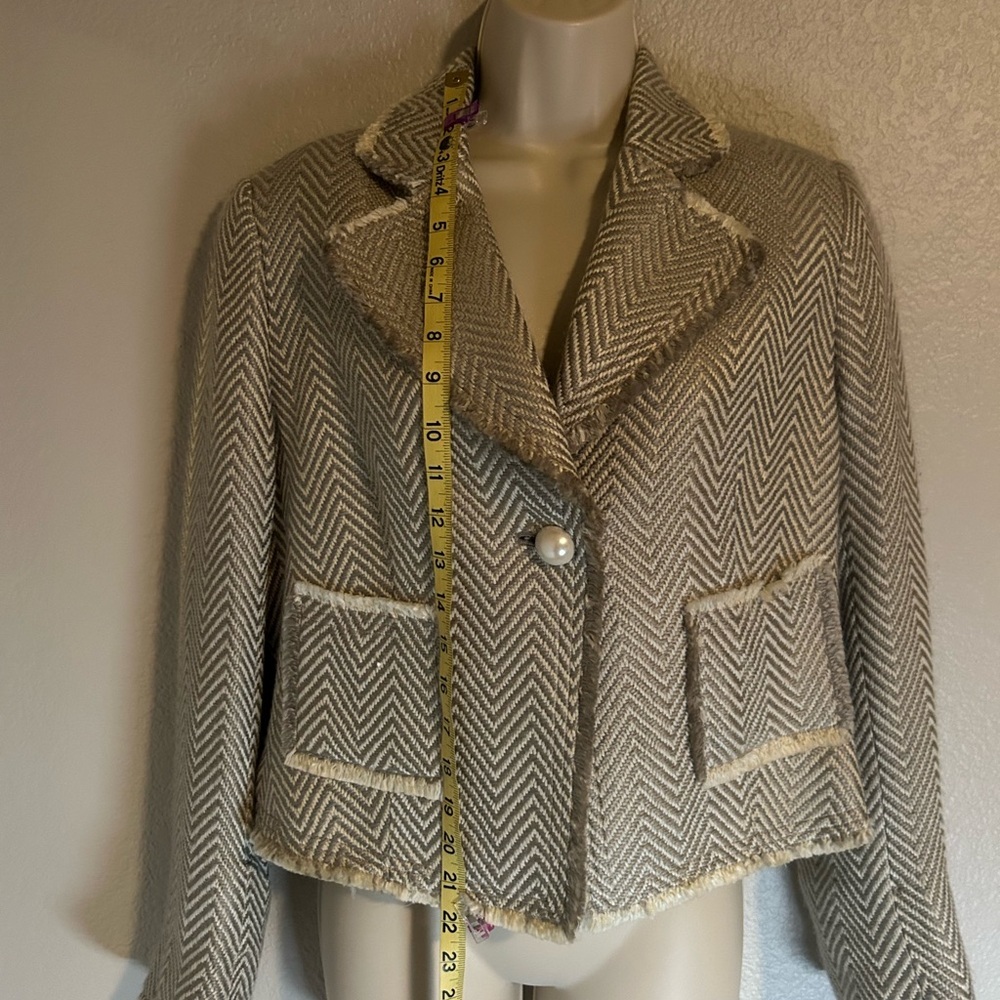 Pierre Cardin Women's Herringbone Blazer - Taupe and White - Picture 3 of 6